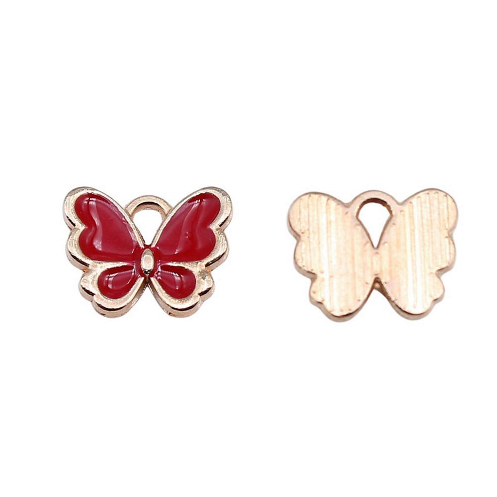Enamel Charms Multi Color Butterfly Pendants For Floral Themed Jewelry