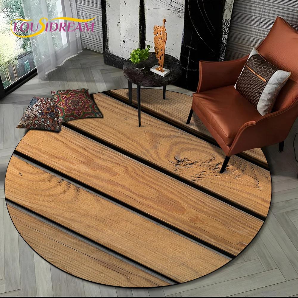 Ultimo Tappeto Rotondo con Linee Effetto Legno Colorato 3D, Tappeto per Soggiorno Camera da Letto Divano Stanza dei Giochi Bambini, Antiscivolo per Animali Domestici Regalo