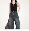 Women's Retro Wide-Leg High-Waisted Jeans - Slimming Loose Fit, Floor-Length, Spring/Autumn 2024