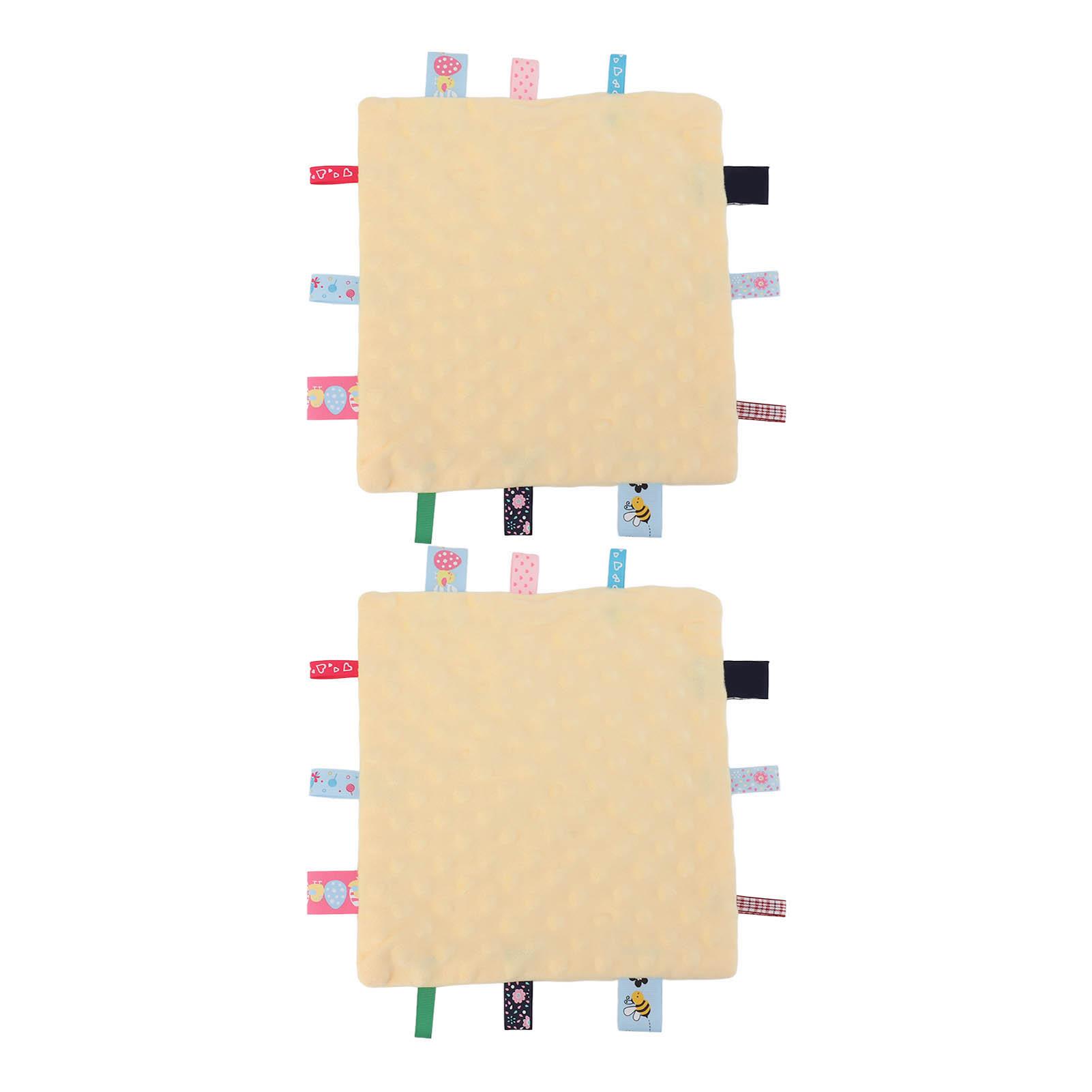 

2pcs Infant Tags Security Blanket Pure Cotton 3D Particles Sensory Development Baby Comfort Blanket with Colorful Tags жёлтый