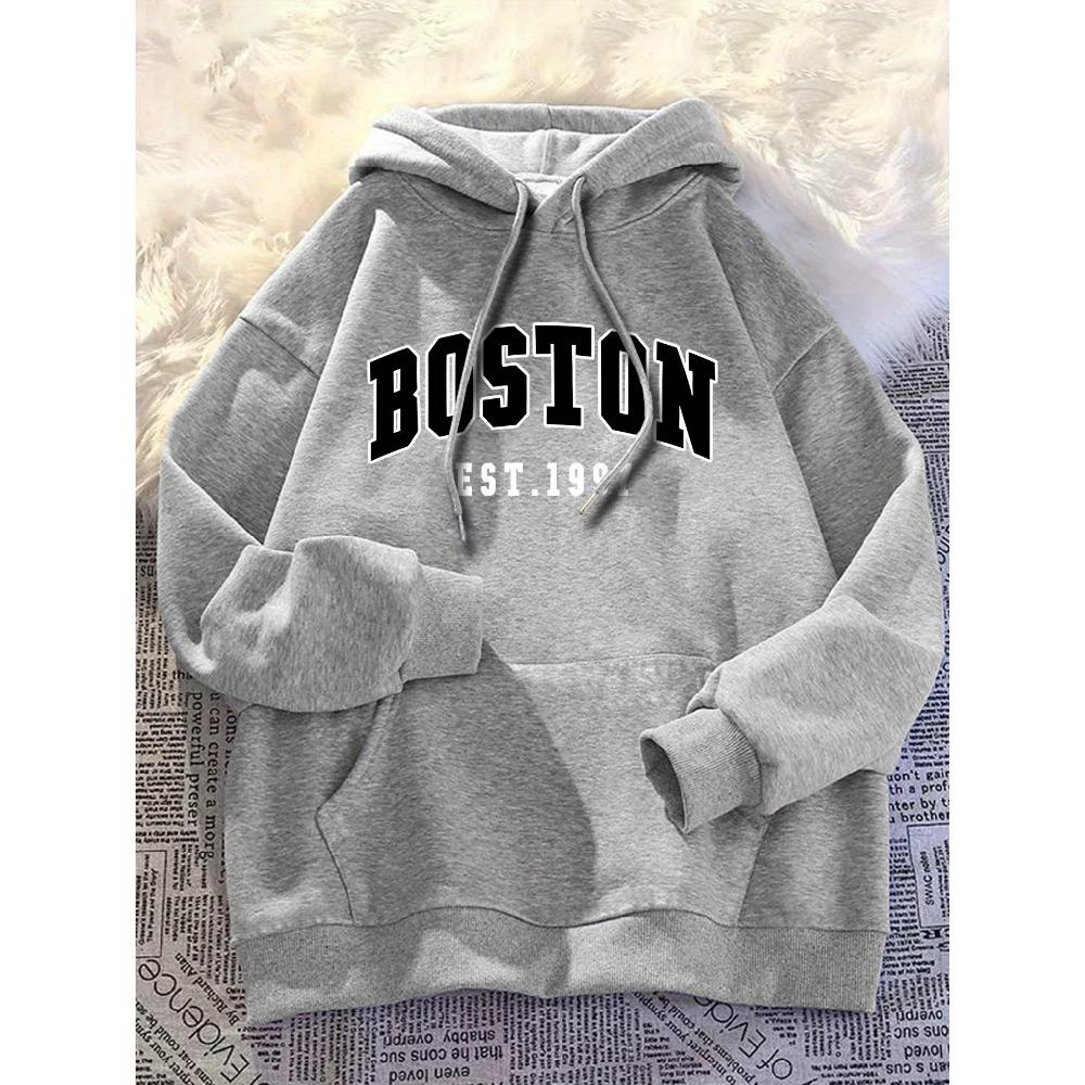 

Мужская осенне-зимняя повседневная модная свободная большого размера толстовка с капюшоном с длинными рукавами из теплого флиса с принтом Boston 1997 3XL
