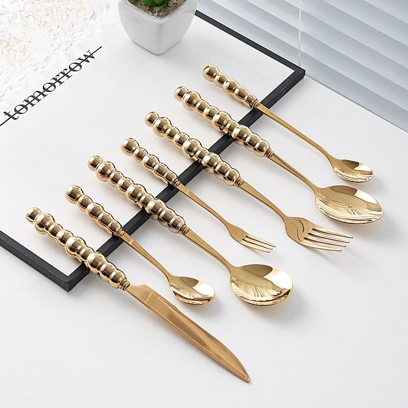 Light Luxury Creative Knife, Fork and Spoon Household Stainless Steel Steak Knife and Fork Western Dessert Spoon Tableware Set High Value