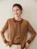 Women's Cashmere Zip-Up Cardigan - Color-Block Jacquard, Autumn/Winter Collection, Round Neck Knit Sweater