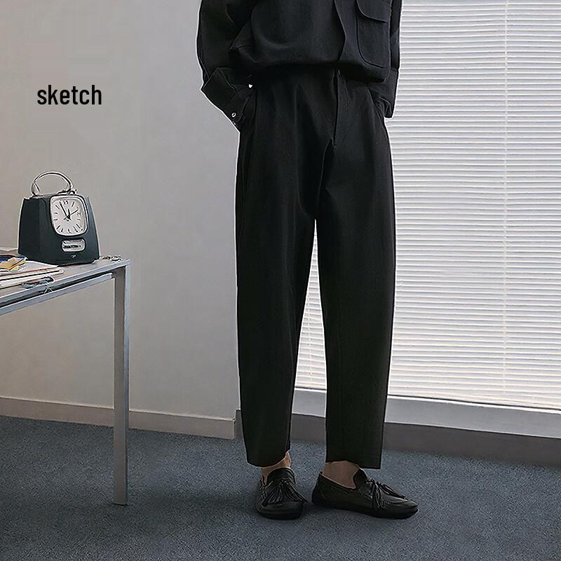 

CROQUIS Men s Loose Fit Curved Casual Pants S