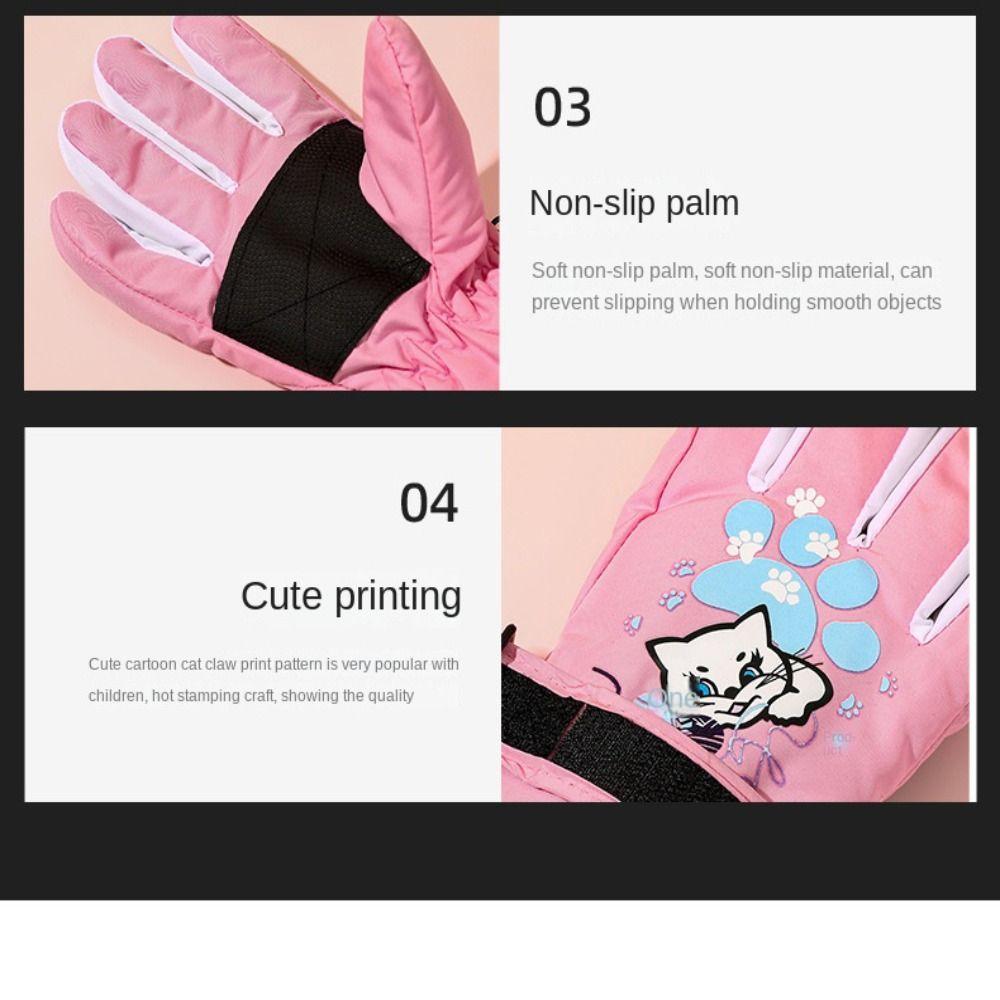 Waterproof Thicken Mittens Finger Warmer Kids Glove Cartoon Full Finger Ski Gloves Boys Girls
