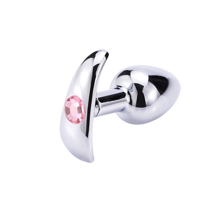 Metal G-Spot Butt Plug with Diamond Accents for Self-Pleasure