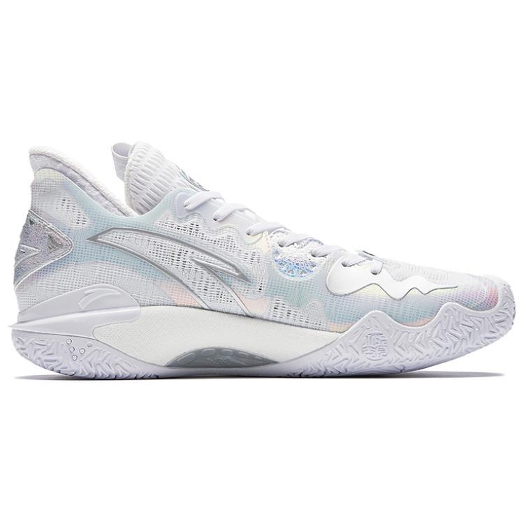 Anta Shock Wave 5 Low Top Midfoot Carbon Plate Basketball Shoes Men's Silver White 112541106R-2