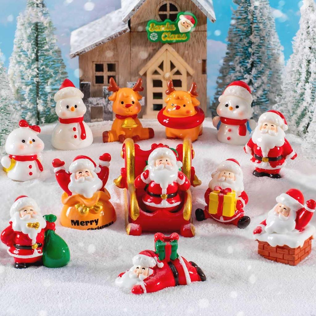 iikuru 13-Piece Christmas Ornament Set, Miniature Objects, Santa Claus Ornaments