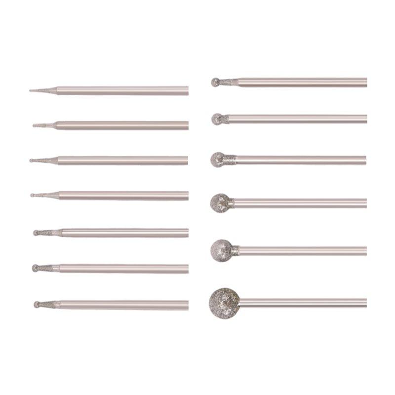 2025 Trend 13 szt. Diamentowe frezy kulkowe Diamentowe frezy szlifierskie do montażu trzpieniowego Zestaw do rzeźbienia w kamieniu z trzpieniem 3/32 cala do narzędzia obrotowego