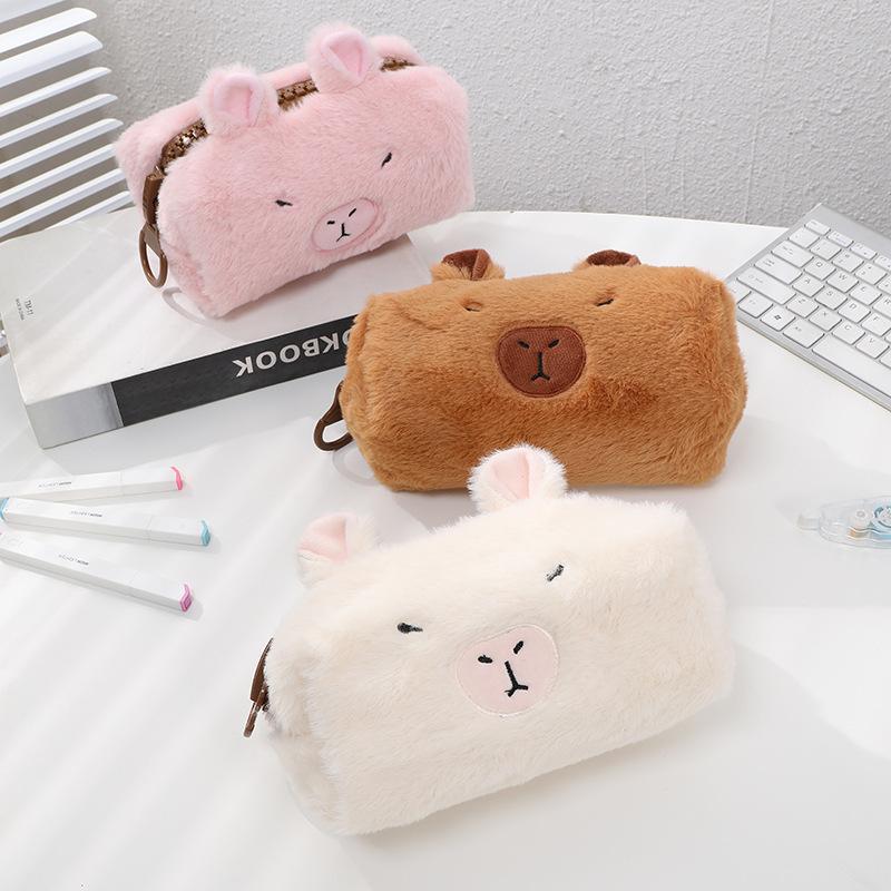 Plush Pencil Case Cute Cartoon Make Up Cosmetic Bag large Capacity Pen Box Soft Travel Organizer Storage Pouch Stationery Bag