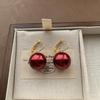 Ankara Red Pearl Earrings Earrings High Personality Versatile Festive Atmosphere Simple Generosity Light Luxury Earrings Women