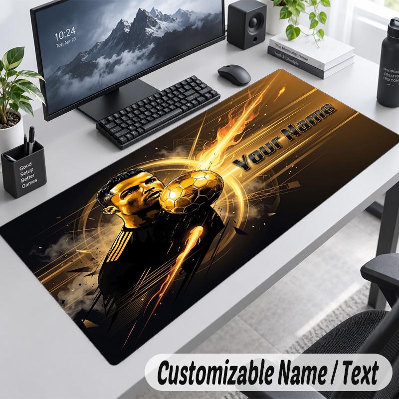 Benutzerdefinierter Namens-Text-Mauspad Cristiano Ronaldo Personalisierte Schreibtischunterlage Für Arbeit Und Gaming