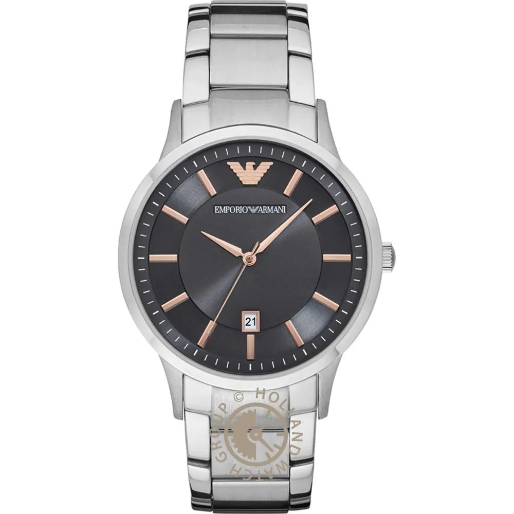 Emporio Armani Renato Grey Silver Metal Gents Quartz with Date AR2514 серый