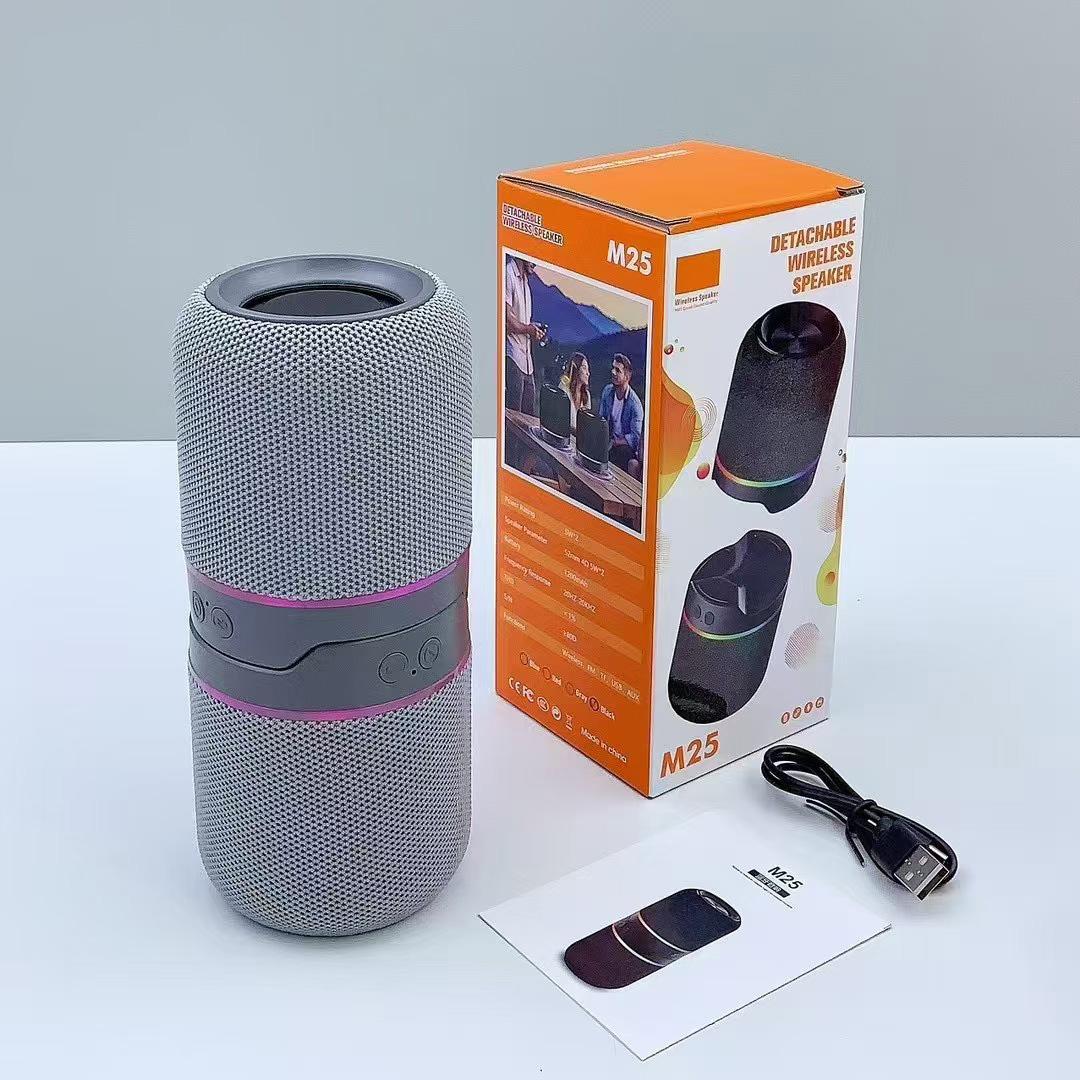 M25 Stolní Dělený Typ 2-v-1 Magnetický Bluetooth Reproduktor HIFI Stereo Subwoofer 10W Vysoký Výkon Podpora FM TF Karta TWS Přehrávání šedá barva