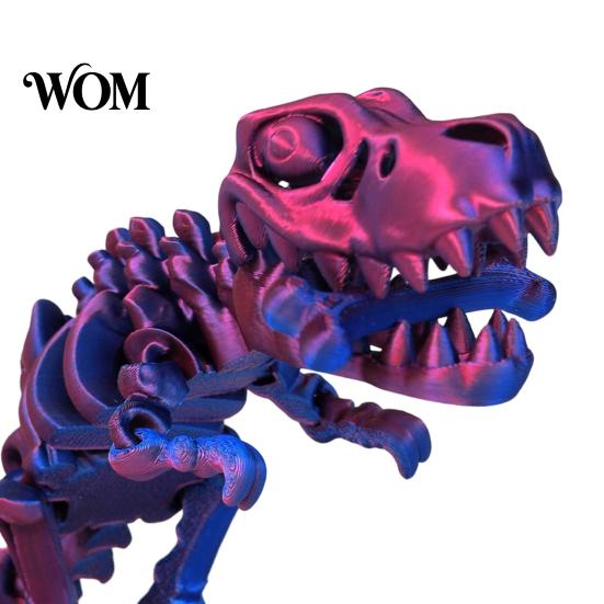 Desktop Dinosaur Ornament 3D Printed Figure, Movable Joints Smooth Opening Decoration, Tyrannosaurus Rex Model Gradient Metallic Texture Mini