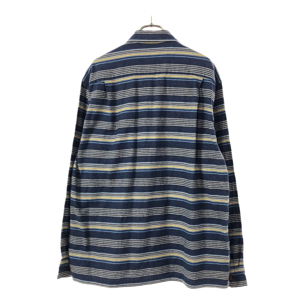 SUGAR CANE Toyo Enterprise Border Long Sleeve Cotton Shirt LARGE Blue Men's Used