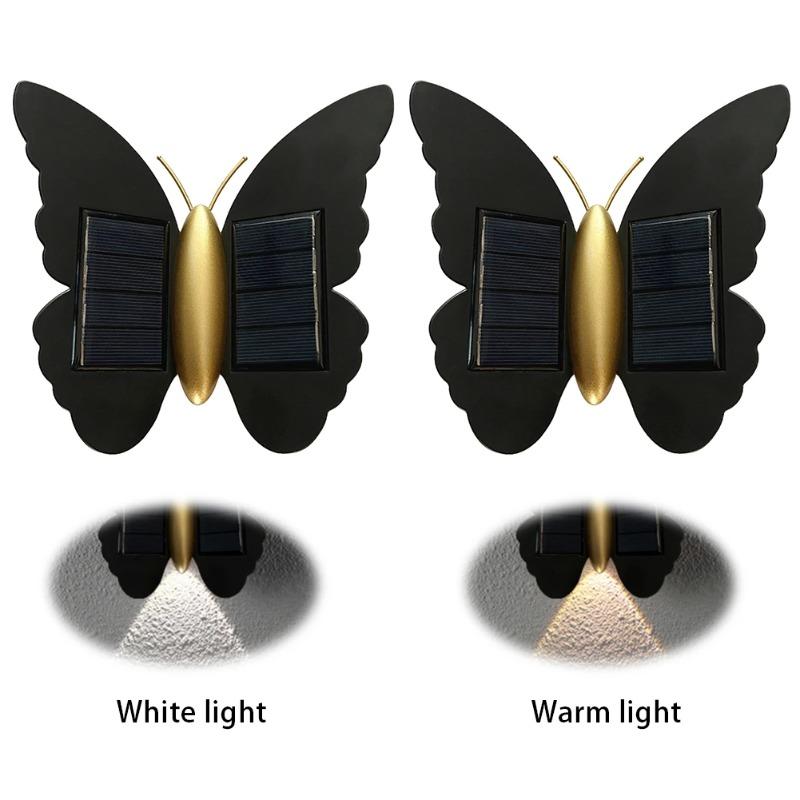 Solar Powered Lamp Butterfly Shaped LED Outdoor Wall Light Waterproof Beautiful Decoration Courtyard Garden Wall Energy Saving