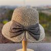 Straw Hat Bowknot Decor Wide Brim Foldable Summer Hat Sun Protection Lightweight Outdoor Travel Sun Hat Sunshade Accessory