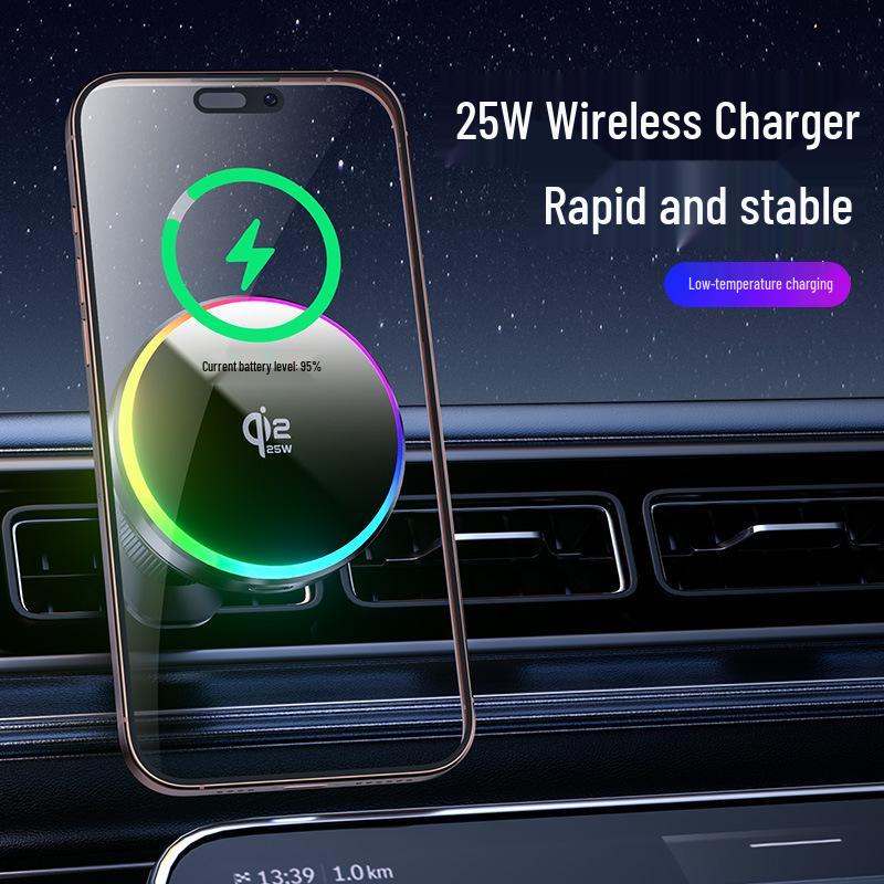 25W Wireless Car Charger Holder with Cooling Fan for iPhone 17 (Qi 2.2)