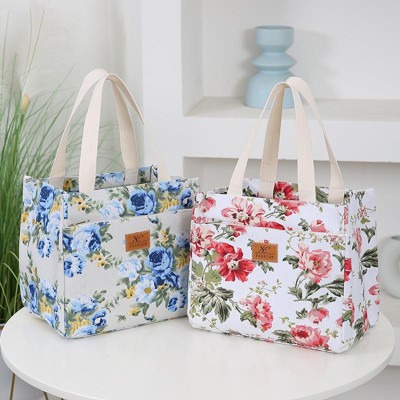 Thickened Large-Capacity Tote Bag Insulated Lunch Box Bag Outdoor Camping Lunch Canvas Bag Handbag for School Work Travel Picnic