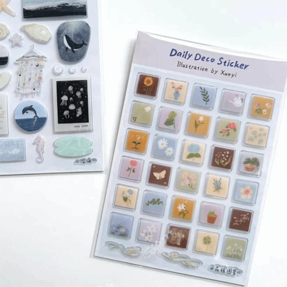 Self-adhesive Decoration 3D Jelly Stickers Cartoon Ocean World Journal Stickers  Tablet Computers