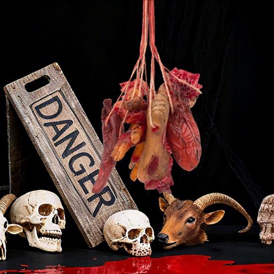 1/8Pcs Halloween Hanging Human Body Parts Decoration Simulation Broken Hands Legs Eyeballs Brain Heart