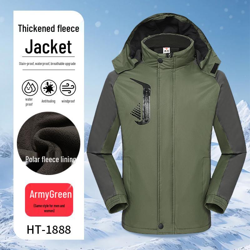 Customizable Logo Waterproof 3-in-1 Windbreaker: Thick, Outdoor Work Jacket for Autumn and Winter