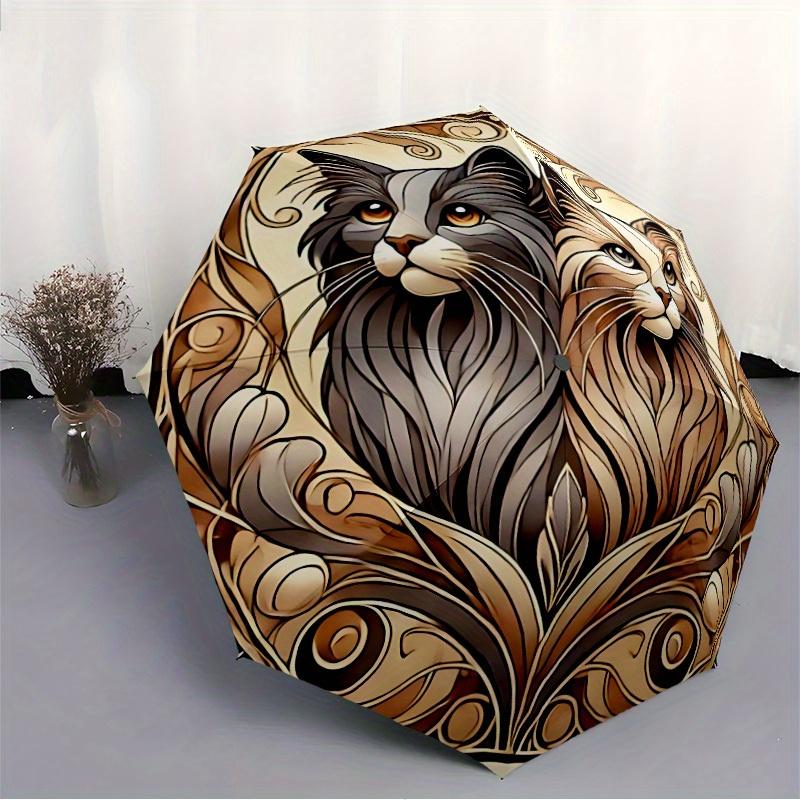 1pc Cats Whiskers Automatic Open/Close Umbrella with Windproof, Functional Design, 8-Rib Sturdy Canopy