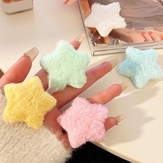 10Pcs Girl Hairpin Plush Star Shape Bang Hair Clips Stable Clamping Force Macaron Color Hair Pin Autumn Winter Accessories