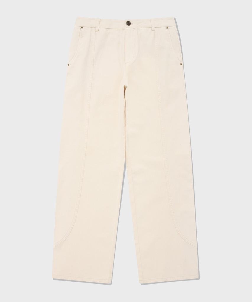FALLETT Curved Line Straight Pants Ivory