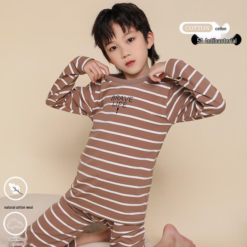 Chłopięcy jesienny zestaw piżamowy Lycra Bawełna - Ciepły sweter i bielizna dla starszych dzieci i nastolatków