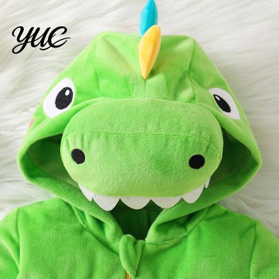 Funny Dragon Onesie Baby Dinosaur Costume, Full Front Zipper Pajamas, Hooded Romper for Boys Animal Jumpsuit Girls, Soft Polar Fleece Outfit Halloween