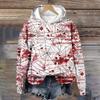 Women's Casual Fashion Wine Turkey Family Print Long Sleeve O-Neck Pullover Hoodies