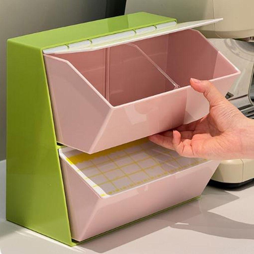 Large Capacity Tea Bag Storage Box Dustproof Desktop Storage Box  for Home