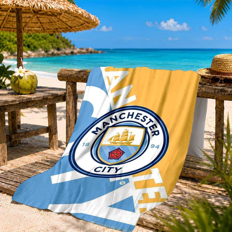 City Football Club Printed Microfiber Beach Towel, Soft And Absorbent, Quick-Dry, Ideal for Summer Travel, Beach Essential, Swimming Pool