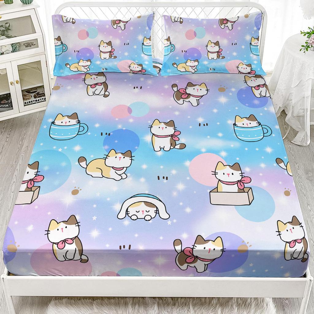 Animal Cartoon Pattern Bed Hat Three-Piece Digital Printing Bedding Bed Hat Three-Piece Set Children And Adults