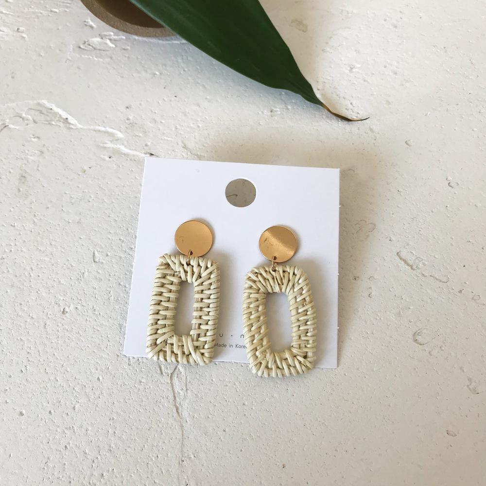 

Серьги-подвески из соломы с геометрическим узором из ротанга и бриллиантами для женщин