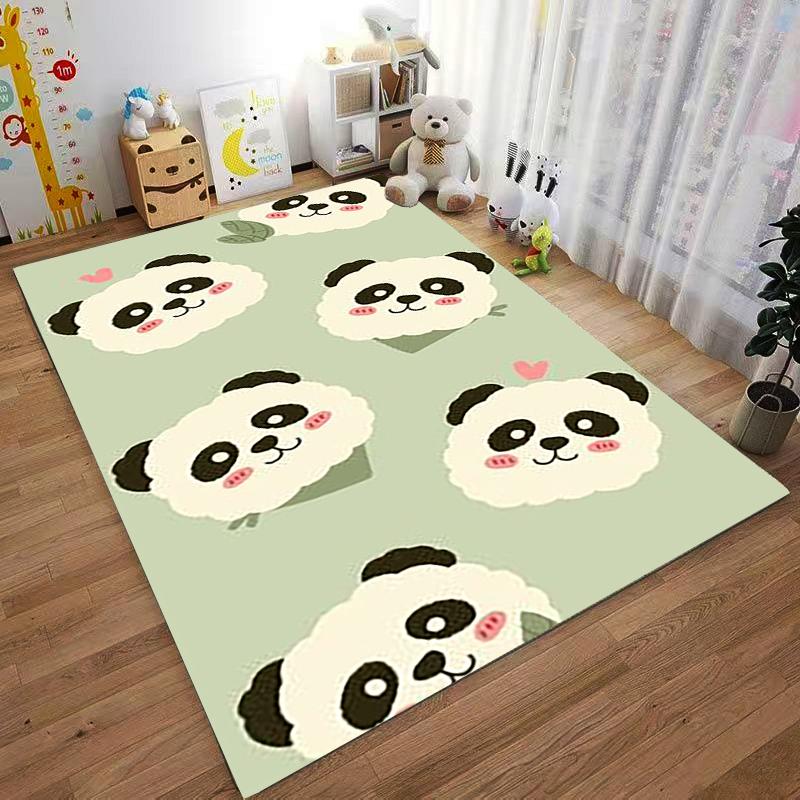 Cute Cartoon Panda Pattern Carpet for Kids Room Home Decor Green Suitable for Use As an Anti-slip for Living Room Bedroom Sofas
