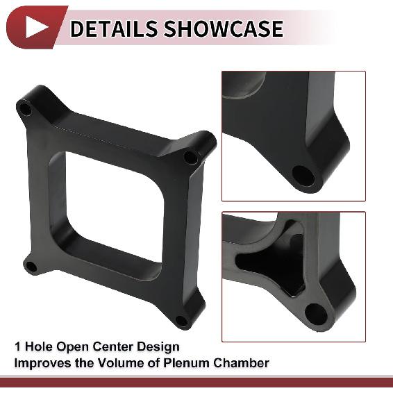 1 Set Carb Spacers for Chevy for Ford 350 SBC BBC BB 4BBL 1" Tall Open Phenolic Carburetor Spacer with Gasket Screws Kit