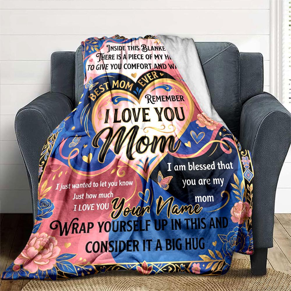 Mother'S Day Love Comforts Always Forever Themed Blanket Personalized Name Soft Warm And Versatile For Sofa Bed Office And Travel Machine Washable