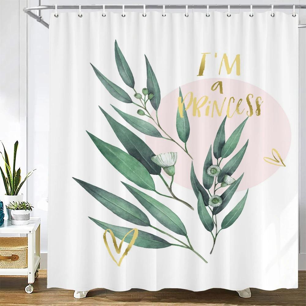 Nordic simplicity style Plant leaves Printed Shower Curtain With Hook Bathroom Curtain Home Decoration Curtain 3D Bath Curtains