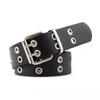 Punk Double Row Hole Belt Wide Side Hip-hop Waist Belt PU Leather Star Waistbands  Female/Girls