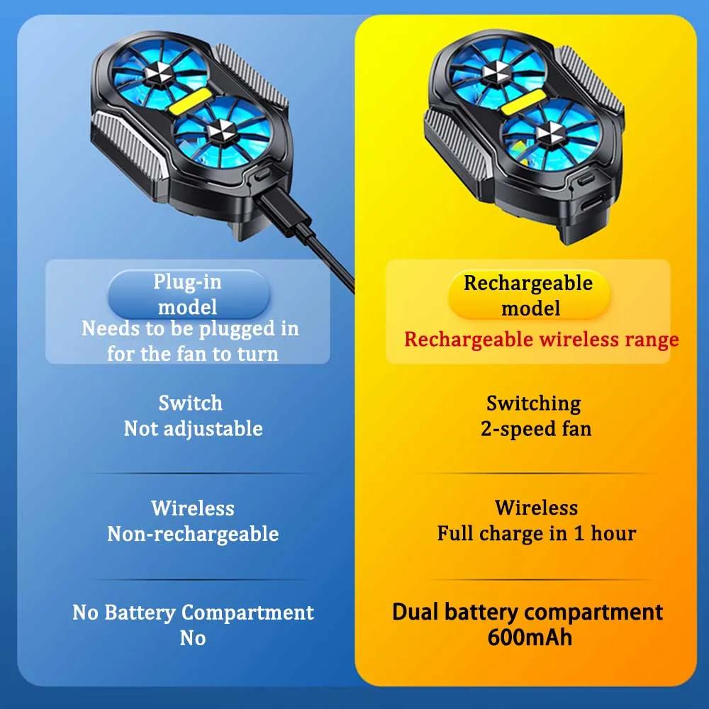 Neuer FS01 Handykühler 600mAh Dual-Lüfter Wiederaufladbarer Kühler Spielkühlung Rückclip Kabellos Stumm für Smartphones Universell