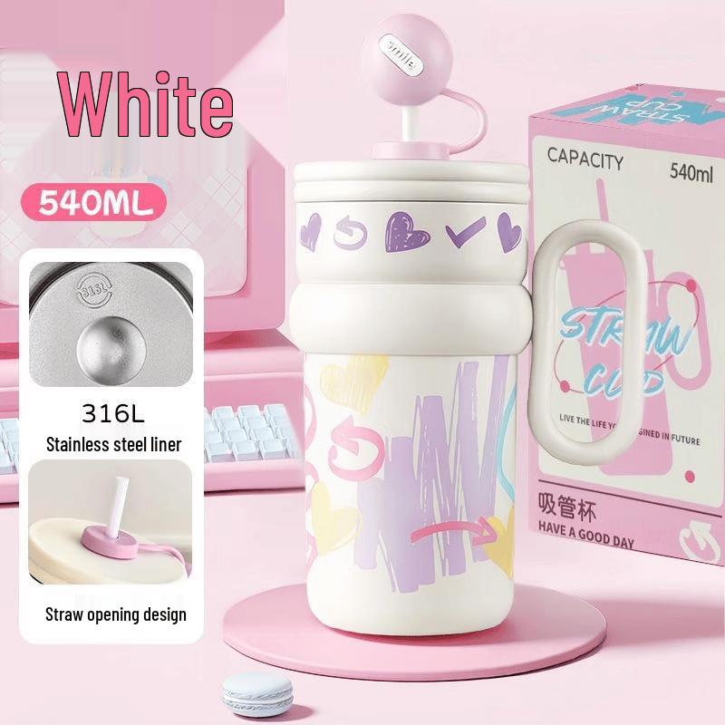 OLOEY Cute Insulated Stainless Steel Mug with Handle