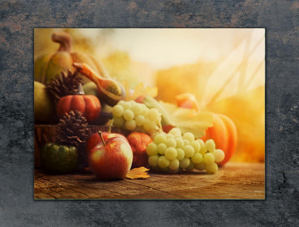 Glass protective plate for the stove 70x52 Fruit