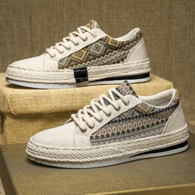 Fashion Canvas Shoes Men Summer Men's Sneakers Flat Casual Walking Sneakers Man Linen Vulcanized Shoes For Men