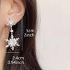 1Pair Shiny Snowflake Earrings For Women Unique Imitation Pearl Long Chain Rhinestone Retro Pendant Earrings Fashionable Jewelry