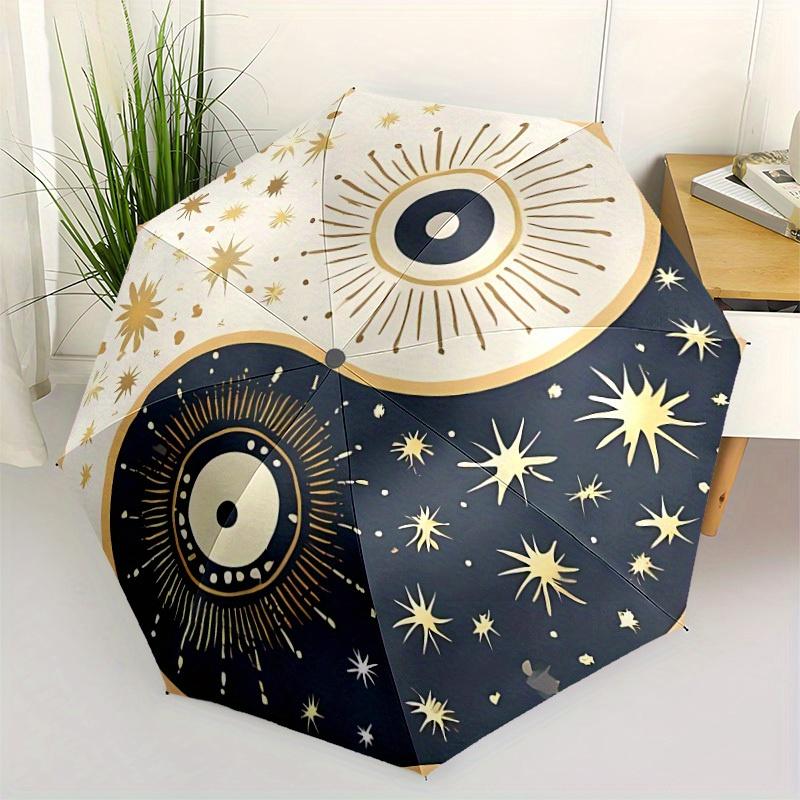 1pc Celestial Yin Yang Symbol Automatic Open/Close Umbrella, Umbrella with cartoon Design, Portable Compact Umbrella for Men & Women, Good H