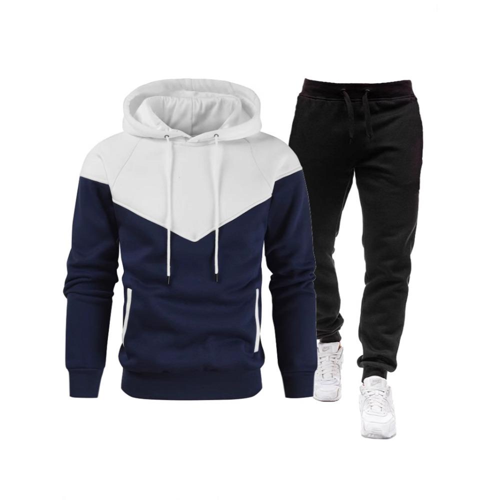 Men s Fashionable Color Blocked Hoodie Set XL