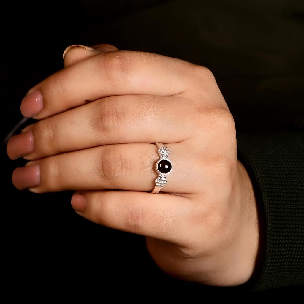 Natural Garnet 925 Sterling Silver Ring, Minimalist Garnet Stacking Ring, Handmade Silver Gemstone Ring for Women.